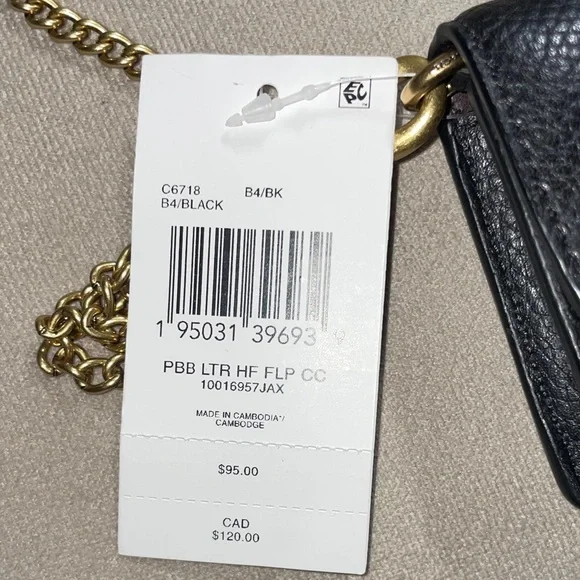 Coach Black Pebbled Leather Mini Crossbody with Gold Chain - Picture 2 of 9